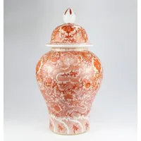 pot de gingembre chinois vintage | beaux-arts collection céramique chinoise bocal alimentaire dragon rouge peint à la main d33xh61cm